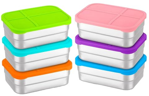 Contenitore per il pranzo - Acciaio inossidabile da 6 pezzi, scatola da pranzo da 720 ml, contenitori per alimenti in acciaio inossidabile | Container snack per picnic, asili , eventi sportivi e g