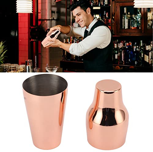 Rcniso Coctelera de Acero Inoxidable, Coctelera de Bebidas, Estilo Francés, Mezclador de Martini de 2 Secciones, para Bar, Hogar, Camping, Picnic (Oro rosa)