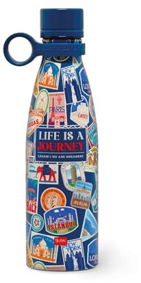 Legami - Bottiglia Termica Hot&Cold, Travel Stickers, 500 ml, Chiusura ermetica, 12 Ore Bevande calde 24 Ore fredde, Manico in Silicone rimovibile, in Acciaio inox, senza BPA