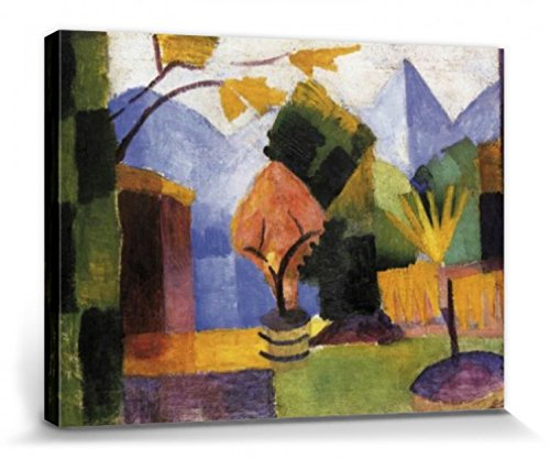 1art1 August Macke Poster Garten Am Thuner See Bilder Leinwand-Bild Auf Keilrahmen | XXL-Wandbild Poster Kunstdruck Als Leinwandbild 80x60 cm