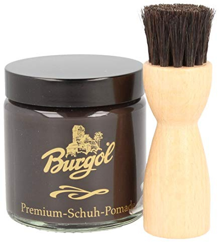 Schuhpflegeset mit Schuhpomade DUNKELBRAUN und Tiegelbürste