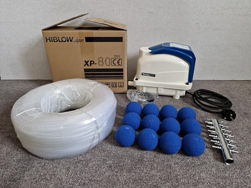 HiBlow XP-80 Komplettpaket m. Verteiler, Schlauch und Luftsteinen 80 L/min. 58 W