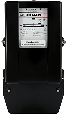 UNITEC Three-phase intermediate meter, refurbished, for internal consumption measurement, max. 40 A, analogue display, rated voltage 230-400 V, with lid and circuit diagram, compact 295 x 160 x 190 mm