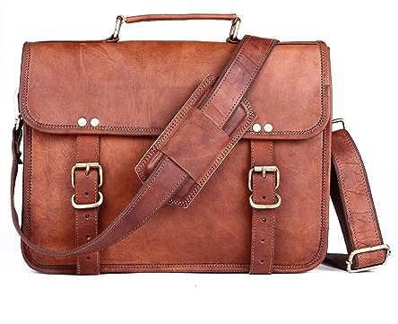 ANUENT Leder Messenger Bags für Damen und Herren Laptop 13 Zoll Aktentasche