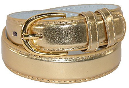 CTM Kid's Leather Basic Dress Belt 2,5 cm (2 Stück) Large Gold