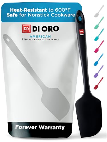 DI ORO® - Grande spatola in silicone - Resistente al calore fino a 315 ºC - Design senza cuciture ergonomico e facile da pulire - Silicone antiaderente con nucleo in acciaio inossidabile