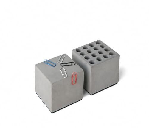 Schreibtischset aus Beton, Stifteköcher und Büroklammernspender | Stiftehalter, Magnetisch