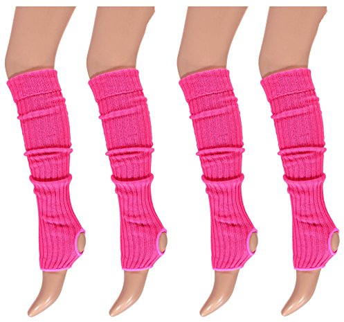 krautwear® dam flickor balettstulpen med hälhål benvärmare balett stulpen legvärmare armstulpen ca 55 cm 80-talet år 1980-talet svart vit neon rosa grön gul orange