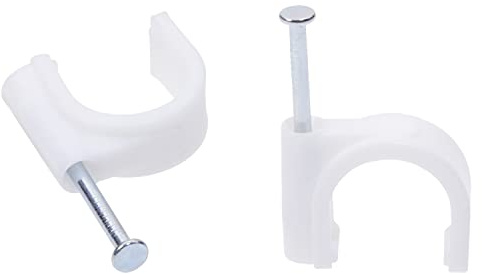 Mini Skater 16mm Nylon Steel Nail in Circle Ethernet Cable Clips Cord Holder Wire Management,Pack of 50.(White)