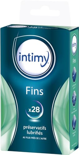 INTIMY - Préservatifs fins, x28 - Préservatifs Lubrifiés Avec Réservoir - Surface Lisse - Latex de Qualité Supérieure