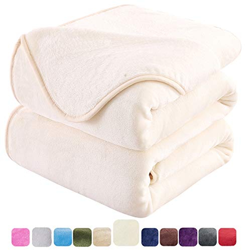 HOZY Coperta Plaid di Pile Avorio 230x270cm Letto Matrimoniale - Calde Plaid da Divano Coperte Super Morbido