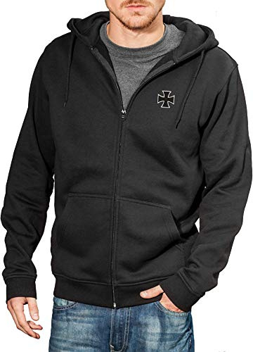 Baddery Biker Zip-Hoodie Herren - „Biker Pray“ mit Stickerei | Motorrad Sweatjacke mit Kapuze für Motorradfahrer