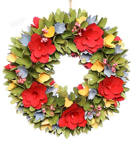 Front Door Wreath Natural Floral Autumn Wreath Wooden Rose Flower Door Garland Fall Halloween Harvest Decoration