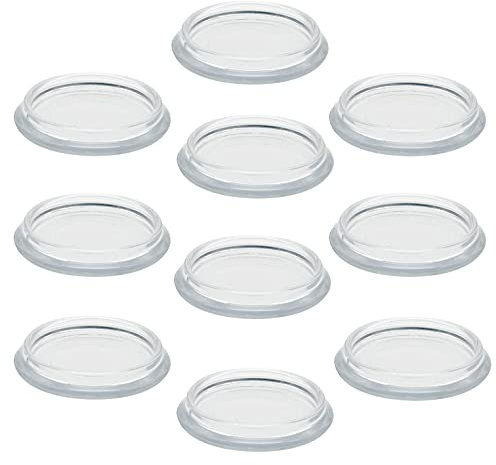 Enkotrade 10 Stück Möbeluntersetzer transparent, Ø 23 mm, Möbelschutz aus hochwertigem Kunststoff (Polystyrol), Möbelgleiter, Stuhlgleiter, Bodenschoner