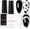 Makartt Gel Nail Polish Sets - 2 Pcs Black White Colors Gel Polish for Long lasting Nail Polish,Soak Off UV/LED Nails Lamp, Nail Art Varnish Manicure DIY