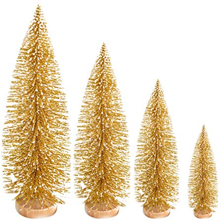 BESPORTBLE 4 Stücke Mini Weihnachtsbaum Deko Sisal Modellbau Miniatur Bäume Ornamente Kleiner Tannenbaum Künstlicher Christbaum Weihnachten Tischdeko Micro Landschaft Deko (12cm+15cm+20cm+25cm)