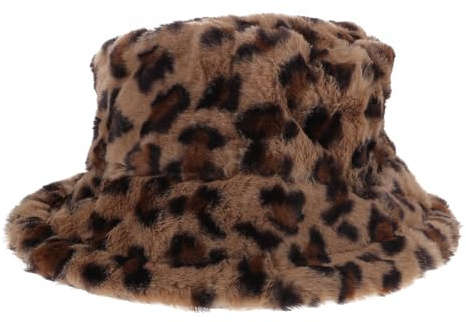 VALICLUD Geparden Eimer Hut Mode Fuzzy Fischer Hut Leopard Eimer Hüte Frauen Winter Warmen