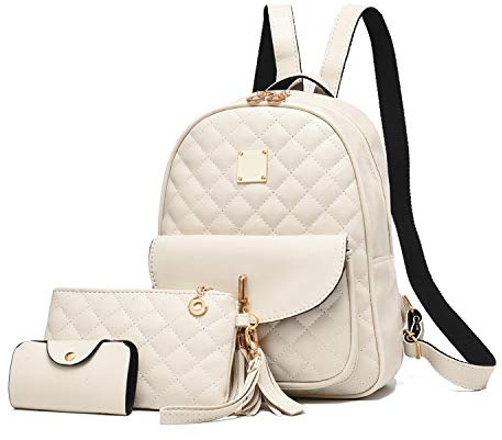 EVEOUT Damen Rucksack PU Leder Lässiger Tagesrucksack zum Reisen Schule Arbeit Schultertasche Rucksack Set