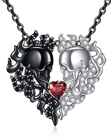 VENACOLY Collier pour couple en argent sterling pour lui et lui - Collier assorti en forme de cœur - Symbole d'amour - Bijoux Velentines - Cadeaux pour couple - Lui, 45.72 cm, Argent sterling, Zircon