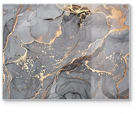 DEQORI Schneidebrett aus Glas | groß 40x30 cm | Motiv Elegantes Marmormuster | Design Schneideplatte für Küche | Frühstücksbrett antibakteriell & rutschfest | Glasplatte & Servierplatte