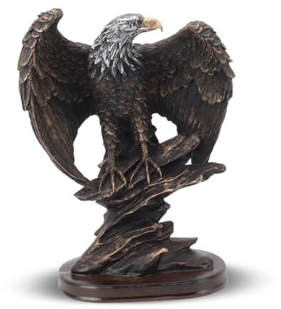 WOOXGEHM Statua Dell'Aquila, Realizzata in Resina, Alta Precisione, Struttura Chiara, Ali Spiegate di Roc Realistiche, Bella Aquila in Bronzo Retrò per Soggiorno, Decorazioni per Ufficio Regalo