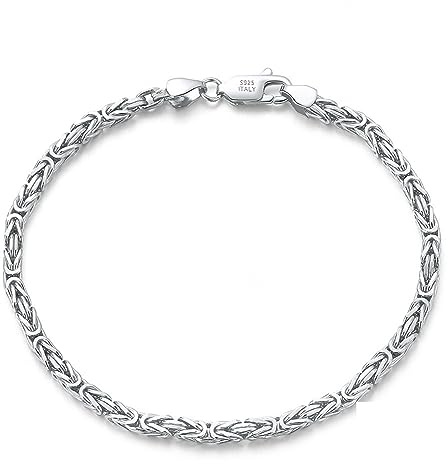 KnSam Bracelet Chaîne Maille Royale, Bracelet Souple Argent pour Femme, 19CM, Argent