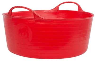 Red Gorilla 15L Small Shallow Flexible 2-Handled Recycled Tub in Red Weather Resistant Suitable for Animal Horse Food Storage Preparation DIY Builders Gardening
