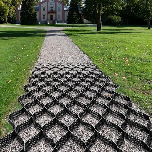 RTOWERM Stabilisateur Gravier Grille de sol Geocell de 2 pouces, grille de gravier de sol HDPE Geogrid, allée de géogrille, système de pavé perméable Grille de stabilisation du sol Pavés perméables Ge