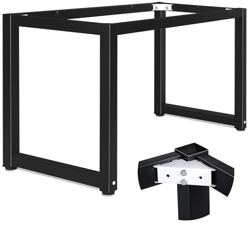 REAMIC Tischbeine Metall Möbelfüße Schwarz Tischgestell Esstisch Beine 70cm DIY Werkbank Gestell,Mit Verstellbaren Fußpolstern,Feste Schnallen Tischfuß
