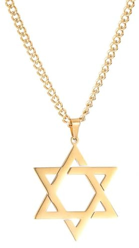 JYTDBCS Collana in acciaio inossidabile con ciondolo a forma di stella esagonale, alla moda, semplice, con ciondolo a forma di stella di David, collana con ciondolo a forma di stella di David, collana