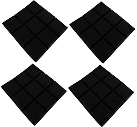 ULDIGI Paneles Absorción y de Sonido Estudio de Ruido de Reducción 4 Acústicos Autoadhesivos Esponja Negra de Grabación | Absorción Sonora para Pared Interior, Formato Simple, para Estudio de Grabación