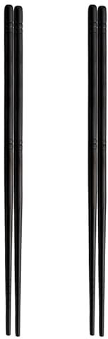 CAFIEDR Set di Bacchette riutilizzabili per Sushi in Acciaio Inossidabile 304, Bacchette Cinesi in Metallo(Black 2 Pairs)