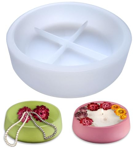 Acxydm Grand moule en résine pour bol rond en silicone de 18,3 cm, grand récipient de rangement pour bijoux, bougies, grands moules en silicone pour résine, béton, pot de fleurs succulentes
