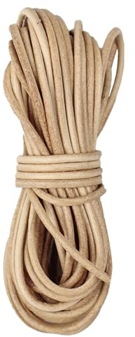 Cordino in pelle rotondo, 2 mm, diametro: 5 m, laccetto marrone, cordino in pelle, con cordoncino, conciatura vegetale, per artigianato creativo e decorazione fai da te, colore primario