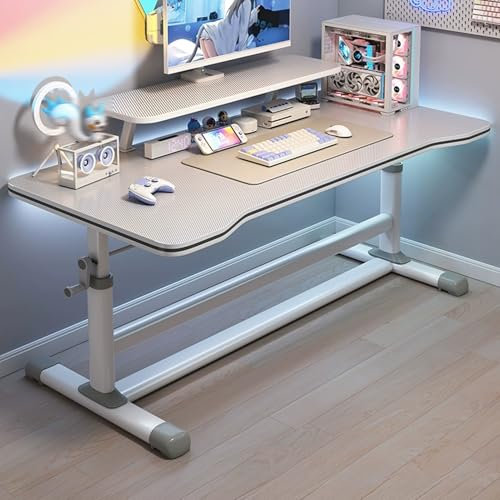Höhenverstellbarer Stehpult mit ergonomischem Design und Beinen aus Karbonstahl, ideal für Zuhause und Büro, 100 cm, Weiß