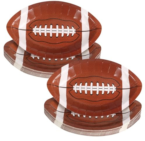 Fußball Snack Tablett, 25/50 Stück Rugbyballform Papiertabletts, Temperaturbeständig Lebensmittel-Snack-Teller Dessertteller für Rugbyball-Party-Dekoration, Sportparty