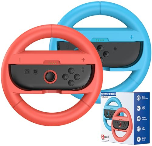 Switch 2 Steering Wheel Compatible with Joycon 2 Controller Racing Wheel Compatible with Mario Kart World/8 Deluxe Accessories, Steering Wheels Compatible with Nintendo Switch 2