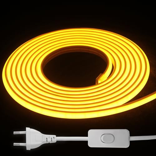 STHomedeco Ruban LED Exterieur 220V - Flex Découpable IP65 Étanche Bande LED Pour DIY Chambre, Cuisine, Exterieur Maison Décoration (jaune, 2M)