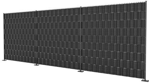 LILIIN PVC Sichtschutzfolie Sichtschutzstreifen Balkon Sichtschutz Garten Sichtschutz Zaun Inkl. Befestigungsclips - Doppelstabmatten für Gartenzaun, Balkonzaun, 35m x 19 cm, Rattan