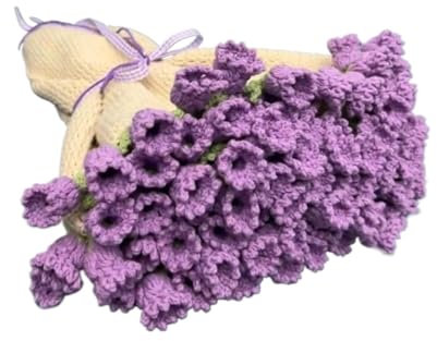 Bouquet de fleurs au crochet, couverture de bouquet de fleurs au crochet finie, couverture de roses faite à la main, for la décoration de la maison, de l'anniversaire de la fête des mères(Purple,110cm