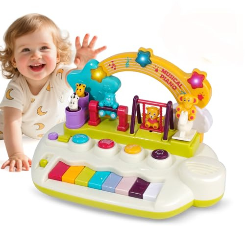 Baby Piano Toys for 1 Year Old, Kids Musical Piano Keyboard Toys Light Up Interactive Early Learning Toy First Birthday Gifts for Toddler Infants 12-18 Months