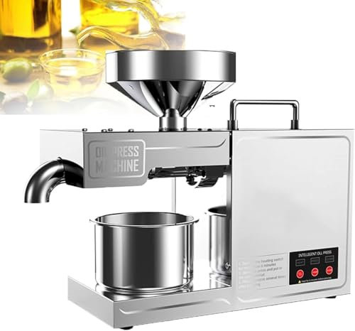 Oil Press Machine, Automatic Stainless Steel Commercial Extractor for, Nut & Seed Oil Extraction, Food Grade Electric Hot/Cold Squeezer