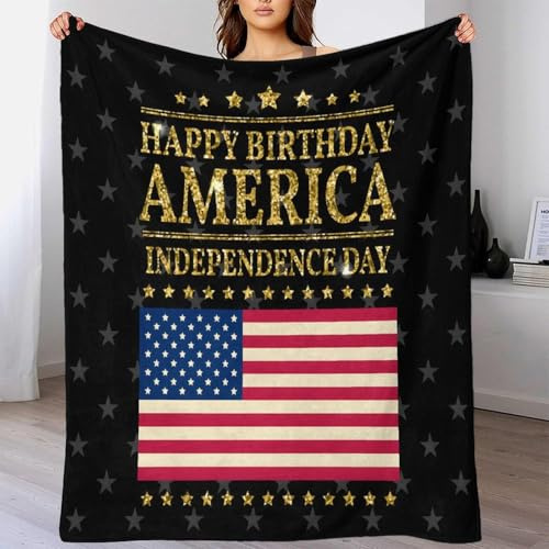 Goldglitzernder Unabhängigkeitstag der USA Super Weiche Kuscheldecke 3D Digitaldruck Flanelldecke,Bett Sofa Couch Flauschige Wohndecke Für Kinder Männer Frauen Geschenkidee Für Zuhause 40x50inch