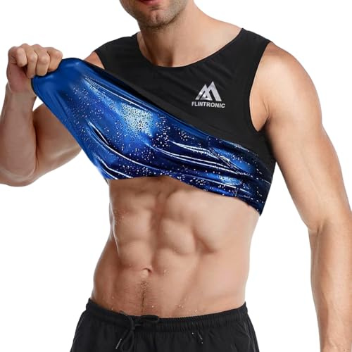 Flintronic Gilet de Sueur de Sauna pour Hommes, Débardeur Sudation Amincissant Ventre, T Shirt Sudation Homme, pour Entraînement Mise Forme, Cardio