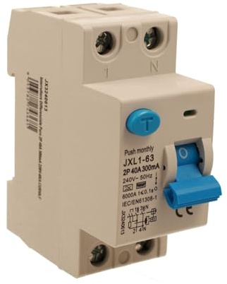 RCCB Interruttore Differenziale Puro Tipo F 40A, 1P+N, 2 Moduli DIN, 300mA, 6000A, AC 230V, IP20