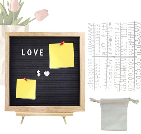 Tavola Lettere,Lavagna Feltro con Cornice in Legno - Lavagna per Messaggi Cambiabile Rustica per Scuola, Aula, Stanza del Neonato, Aula, Asilo, Ristorante, Matrimonio