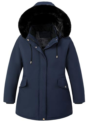 Pefflarge Women’s Plus Size Puffer Down Coat | Windproof, Waterproof, Removable Hood, Insulated for Winter Travel