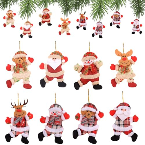Adornos Navidad Arbol 8 Piezas,Adornos Muñecos Árbol,Divertidas Adornos Navideños Arbol,Noel Muñeco De Nieve Oso Juguete Muñeca Navidad Decoración Colgante para Navidad Fiesta En Decoración