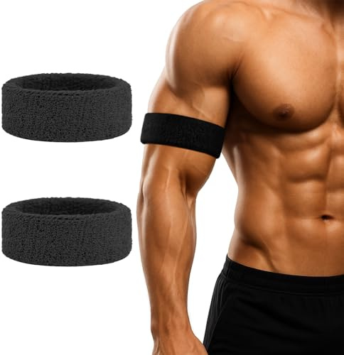 TOPTIE Bizepsbänder für Fußball, Frottee, Schweißbänder, Beinbänder für Sport, 2 Stück (ein Paar)