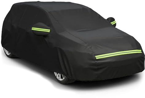 Funda pequeña para coche, doble capa gruesa con cremallera de puerta, cubierta de invierno para exteriores, impermeable, protección contra nieve, heladas, granizo, todo tipo de clima (440 x 180 x 160
